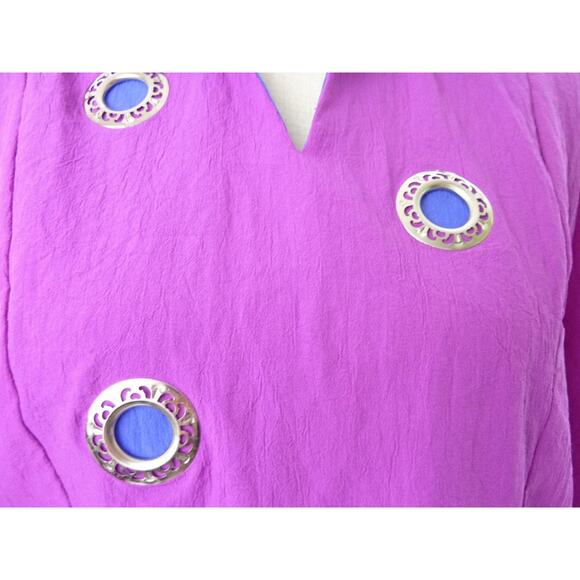 Vintage 80's Purple Pullover Womens Jacket Top Medium M Retro 80s - Picture 4 of 5